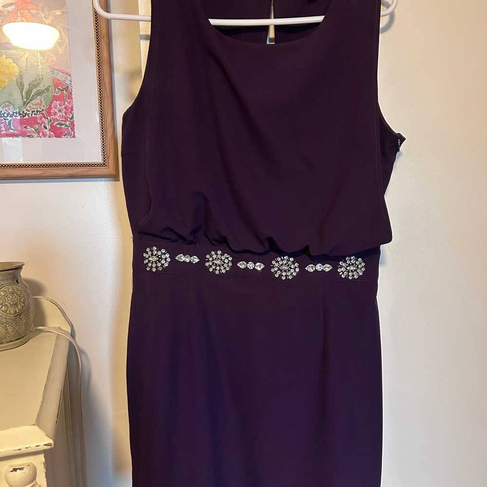 C. Luce Purple Mini Dress with Embellished Waist